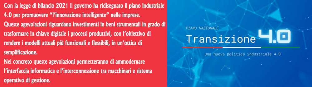 Piano industriale 4.0 - legge di bilancio 2021